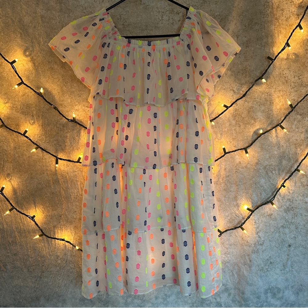 Mini Boden ruffled polka dot dress